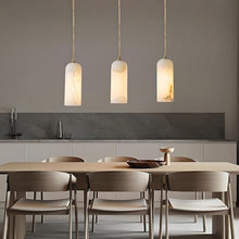 zhongheng Alabaster Pendant Light Kitchen Island, D3.9 White Fixtures,Natural Marble Shade and Brass Metal Frame,Adjustable Ceiling for Dining Room, Bedroom