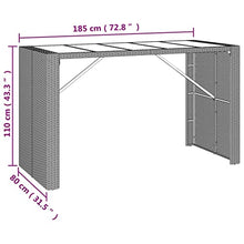 TEKGHUT 9 Piece Patio Bar Set with Gray Poly Rattan Cushions