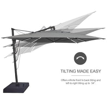 Treasure Garden AKZ PLUS Cantilever Umbrella 10'x13' Rectangular Obravia Navy Canopy and Bronze Frame with Stationary Base
