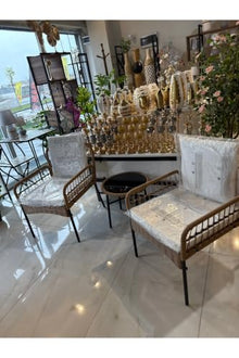SODEF 2-Seater Metal Garden Bistro Set | Coffee Brown Finish | Indoor/Outdoor Use | Modern Style Patio Furniture | Durable Metal Construction | Compact Design
