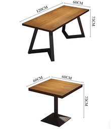 JOSOGO Camping Wind bar Solid Wood Tables and Chairs Qing bar Industrial Wind Booth Sofa Barbecue Cafe Bistro Sofa(1 Table with 2 Chairs)