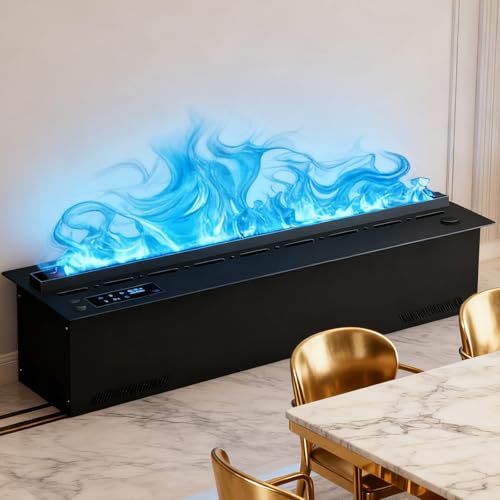 Sushangmao Upgraded Atomized Fireplace/3d Water Vapor Fireplace, One-Button Drainage and Water Filling, 8-12h Use, 9 Color Flame, 5-Level Adjustment, with Touch Panel & Remote Control 80cm