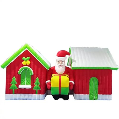 Alessia Cara Inflatable Christmas Houses and Santa Claus with Blower Red/White 23x10x11.5ft