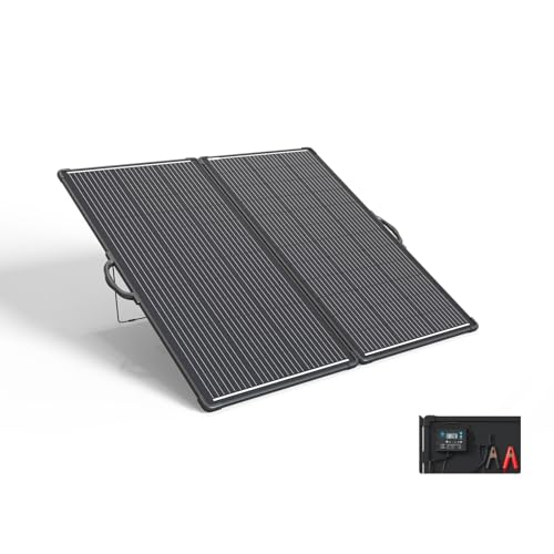 ACOPOWER 200W Mono Lightweight Portable Solar Panel Kit, 200 Watt Solar Suitcase, Waterproof 20A 12V LCD Charge Controller for Camping , RV, Black