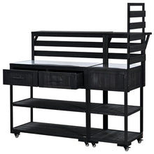 Merax 62.3'' Outdoor Mobile Kitchen Island on Wheels with Stainless Table Top, Outdoor Prep Cart Grill Table with Raised Shelf and Drawers for BBQ, Party, Black