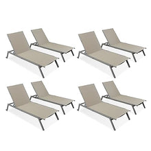 Ostrich Princeton Heavy Duty Outdoor Chaise Lounge Chairs with Back Wheels Tan/Taupe (8 Pack)