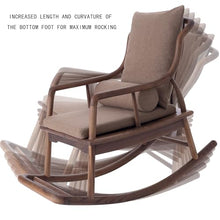 BALANBO Rocking Chair Black Walnut Wood Outdoor & Indoor with Cushion and Backrest Walnut