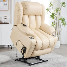 KTYUERGHK Beige Lay-Flat Power Lift Recliner with Massage & Heat