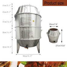 BEILOCKERY Commercial 410 Stainless Steel Charcoal Roast Duck Oven, 31.5x31.5x54.7 Inch Split Type BBQ Roaster with 15 Hooks & 20 Tail Pins, Multifunctional Grill for Chicken, Outdoor Picnic