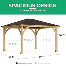Yardistry 12x14 Meridian Cedar Wood Gazebo Pavilion with Aluminum Roof Brown