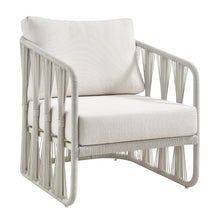 Armen Living Breeze Cream Metal Outdoor Club Chair with Pearl Cushions