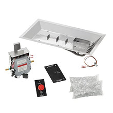 The Outdoor GreatRoom Company Linear Crystal Fire Plus Electronic Ignition Fire Pit Burner Kit (CFP1224DSILP), 12x24-Inches, Propane
