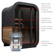 amocane Outdoor Steam Sauna 2 Person, Canadian Red Cedar Sauna Spa with 4.5KW ETL Sauna Heater, Traditional Backyard Cube Wooden Sauna with 8mm Tempered Brown Glass, 0-195℉
