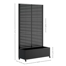 Metal Planter Box with Trellis, 73"x35"x16 Metal Raised Garden Bed with Trellis, Metal Planter Box with Drainage Holes & Lockable Wheels & Privacy Screen for Climbing Plants, Vegetables, Vines