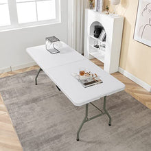 BTEXPERT Set of 10, Fold-in-Half Folding Utility Table 6 Feet 72" x 29.5" Lightweight Portable Carrying Handle Indoor Outdoor Picnic Camping Office Home Party Wedding Event White