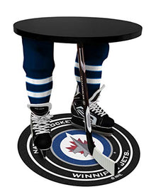 Team Tables Winnipeg Hockey Table Black Table Top with Winnipeg Puck Mat