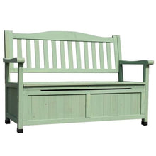 Meihkkud Outdoor Wooden Storage,Large Wooden Deck Box with Seat,2-Person Wooden Patio Bench, for Entryway, Backyard, Garden(124 * 62 * 88.2cm/48.8 * 24.4 * 31.7in,Green)