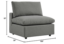 Modway Commix Overstuffed Outdoor Patio Sofa in Charcoal