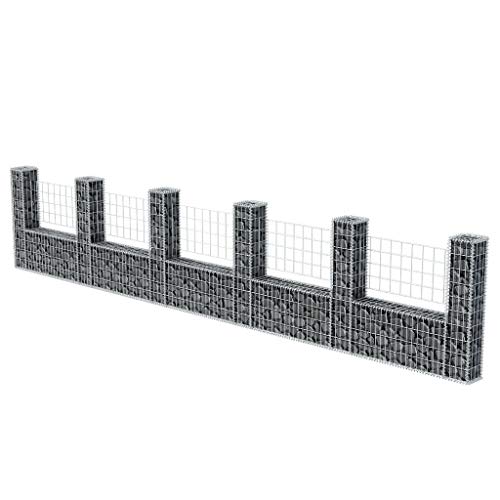 YITHOPI Gabion Basket U-Shape Galvanised Steel for Outdoor Garden Edging Cage Walls Panels224.4"x7.9"x39.4"-Fast deliveing Cage Walls