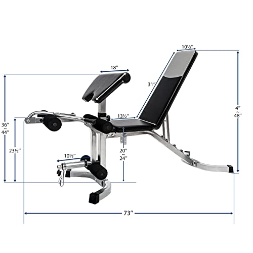 PRODCA Adjustable Weight Bench with Leg Extension - Olympic Utility Benches Black
