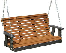 Poly Lumber Wood 5FT Porch Swing Amish Craftsmandship Made in USA HDPE with No wood fibers and 1000 lbs Limit. Stainless Steel Hardware.Signature Rollback design for Patio Outdoor Backyard Garden Park