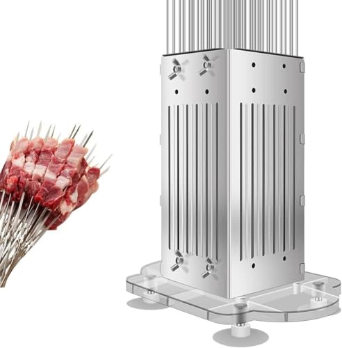Meat String Skewer Machine Barbecue Kebab Making Box,Grill Maker,with Stainless Steel Skewers,Manual Kitchen Tool,for Outdoor Picnic
