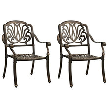 KUPTYERFG Cast Aluminum Bistro Set, 3 Piece Outdoor Dining Set with 35.4 Inch Round Table and 2 Armchairs, Matte Bronze Metal Patio Table and Chair Set for Garden, Terrace