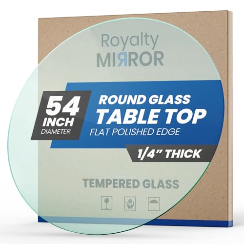 Royalty 54" Inch Round Tempered Glass Table Top – Clear Table Top Glass – Useful for Replacement, Tabletop Protector, Patio, Dining, Coffee, Desks - 1/4" Thick Flat Polished Edge
