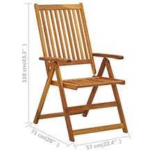 KGFHERENB Set of 3 Solid Acacia Wood Garden Reclining Chairs, Foldable Outdoor Patio Seating with Adjustable Backrest, Natural Oiled Finish for Backyard and Terrace, Brown