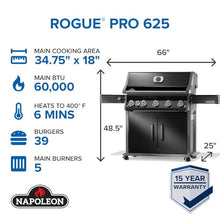 Napoleon Rogue PRO 625 5-Burner Natural Gas Grill with Infrared Side Burner