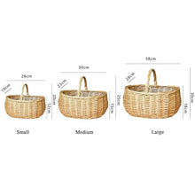 Storage Basket,Traditional Wicker Shopping with Fabric Lining Handmade Hamper Food Container Picnic for Wedding, Party,Medium