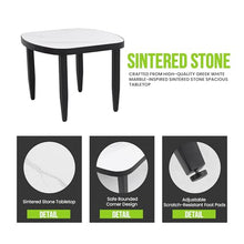 Nevoc Outdoor Bistro Set, 3 Piece Conversation Set, 2 Swivel Chairs and Patio Side Table, 1 Marble White Table and 8.6" Thick Cushions Chairs for Backyard, Porch, Balcony