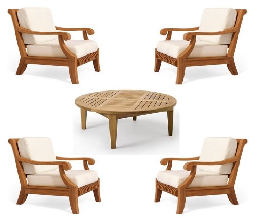 WholesaleTeak Outdoor Fabric Cushions (Seat & Back) for Giva 5pc Lounge Chair Set: 4 Lounge Chairs - Cushions only #WHSSGV4CS