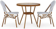 Martha Stewart Lily Pond 31.5" Round Bistro Dining Table, White/Navy