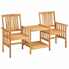 Fisinber 2-Person Bistro Set, Solid Acacia Wood Outdoor Patio Furniture with Center Table and Cushions, Rustic Garden Seating for Balcony and Terrace, Oiled Finish Brown, 19.7 x 19.7 x 36.2 Inches