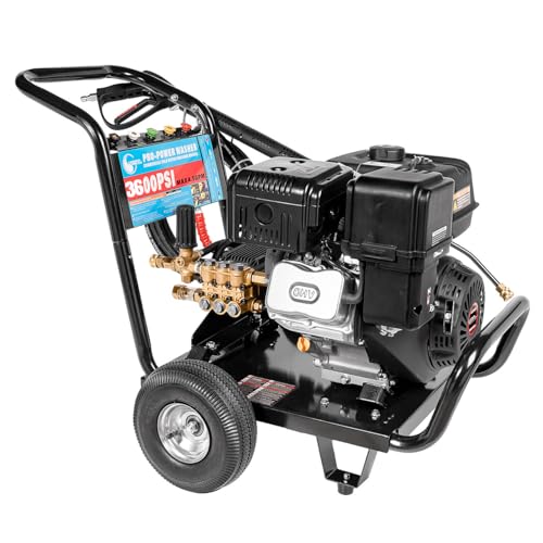 Canpump Cart-Mounted Pressure Washer – 3600 PSI, 4.5 GPM, Triplex Pump, 420 cc Loncin Gas Engine – Detachable Unloader, 30 ft Hose, Spray Gun & Wand, 5 Quick-Connect Nozzles, Commercial Power Cleaning