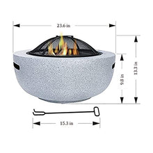 SLGGPJBU Patio Steel Fire Pit Bowl,Wood Burning Fire Pit, Imitation Marble Brazier,Multi Funct Outdoor Fireplace, for Barbeque Backyard Picnic Camping Bomfire 23.6In