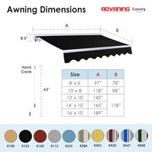 ADVANING 14'x10' MOTORIZED Patio Retractable Awning | LUXURY Series | PREMIUM Quality, 100% Solution-Dyed European Acrylic UV Sun Shade, Color: Black, EA1410-A103H2