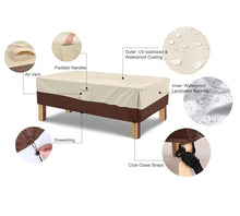 2pcs Outdoor Heavy Duty Lawn Patio Furniture Covers with Air Vent and Padded Handles Dining Table Cover Chairs(Beige - brown,280x204x106cm)