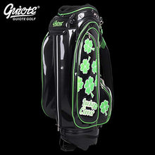 Guiote Golf Stand Bag Pu Leather Golf Carry Bag Embroidery Series 8-Ways 9.0" Black Lucky Clover