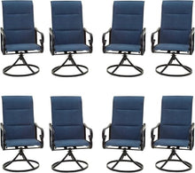 Festival Depot Patio Chairs Set of 8 Swivel Armchairs Outdoor Dining Chairs for Bistro Deck Garden (Blue), Style 2 Armchair, (B-PF20135X4-B)