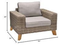 Armen Living Bahamas Outdoor Wicker & Teak Wood Lounge Chair Natural Taupe Beige