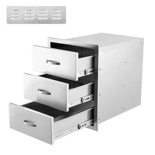 Pisumsativum Stainless Steel Outdoor Kitchen Drawers – Waterproof Built-in BBQ Storage with Removable Dividers for Grilling Tools & Accessories – Compatible with Grill Islands & Outdoor Kitchens