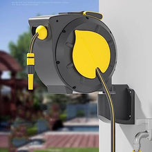 GLigeT Hose Pipe Holder Garden Hose Reel Wall Mounted, 30M/100Ft Auto Retractable Hosepipe Wall-Mounted Portable 180° Swivel Hose Box with Spray Nozzle and Hose Hose Pipe Hanger