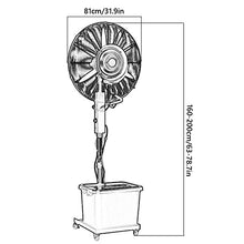 USZWBY Misting Fan Outdoor, Pedestal Fan with Adjustable Height, 3 Speeds, 90° Oscillation, Cooling Fan for Patio, Garden, Backyard, Black (81Cm/31.9In)