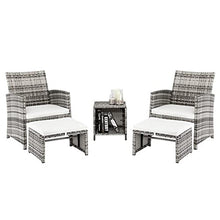 DUYHBAWRS 5pcs 2 Chairs Footstools 1 Coffee Table Combination Sofa Gray Gradien for Your Front or Backyard Patio Furniture