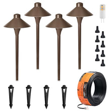 VISTA 4-Pack Cast Aluminum Pathway Lights, 12V Low Voltage Landscape Lighting, 100FT 14/2 Landscape Wire, Path Lights with 1.5W 3000K G4 LED Bulb for Outdoor Walkway Yard Garden Driveway