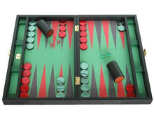 Zaza & Sacci Leather/Microfiber Backgammon Set 20" Black Green