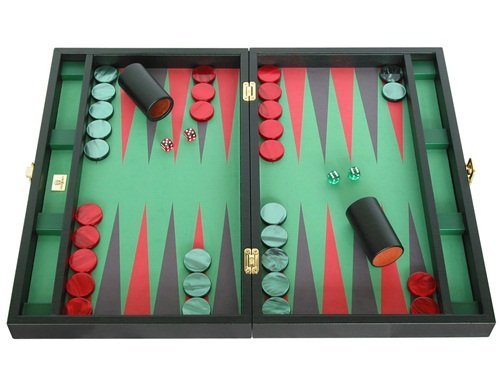 Zaza & Sacci Leather/Microfiber Backgammon Set 20" Black Green