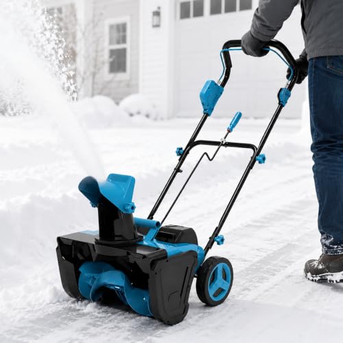 Cordless Snow Blower with 4 Batteries and 1 Charger, 22-Inch Clearing Path